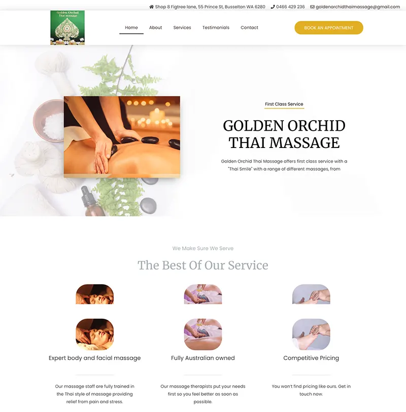 Website Design Golden Orchid Thai Massage