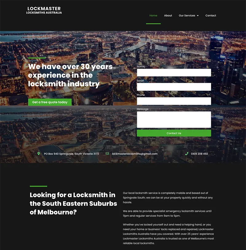 Website Design Lockmaster Locksmith