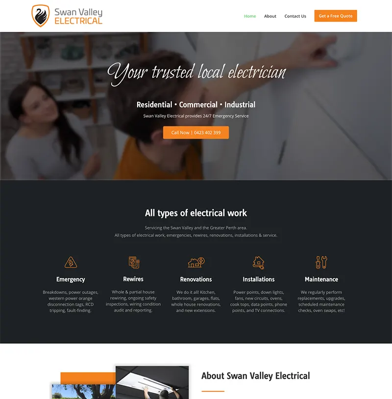 Website Design Swan Valley Electrical